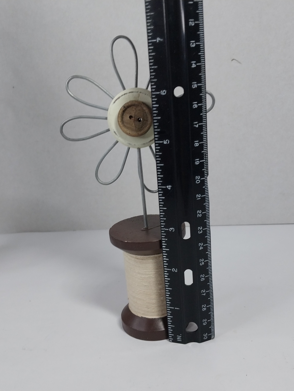 Wood Spool Wire Flowers Folk Art Farmhouse Style Whimsy Set 3 Primitive Cabin - Picture 4 of 9